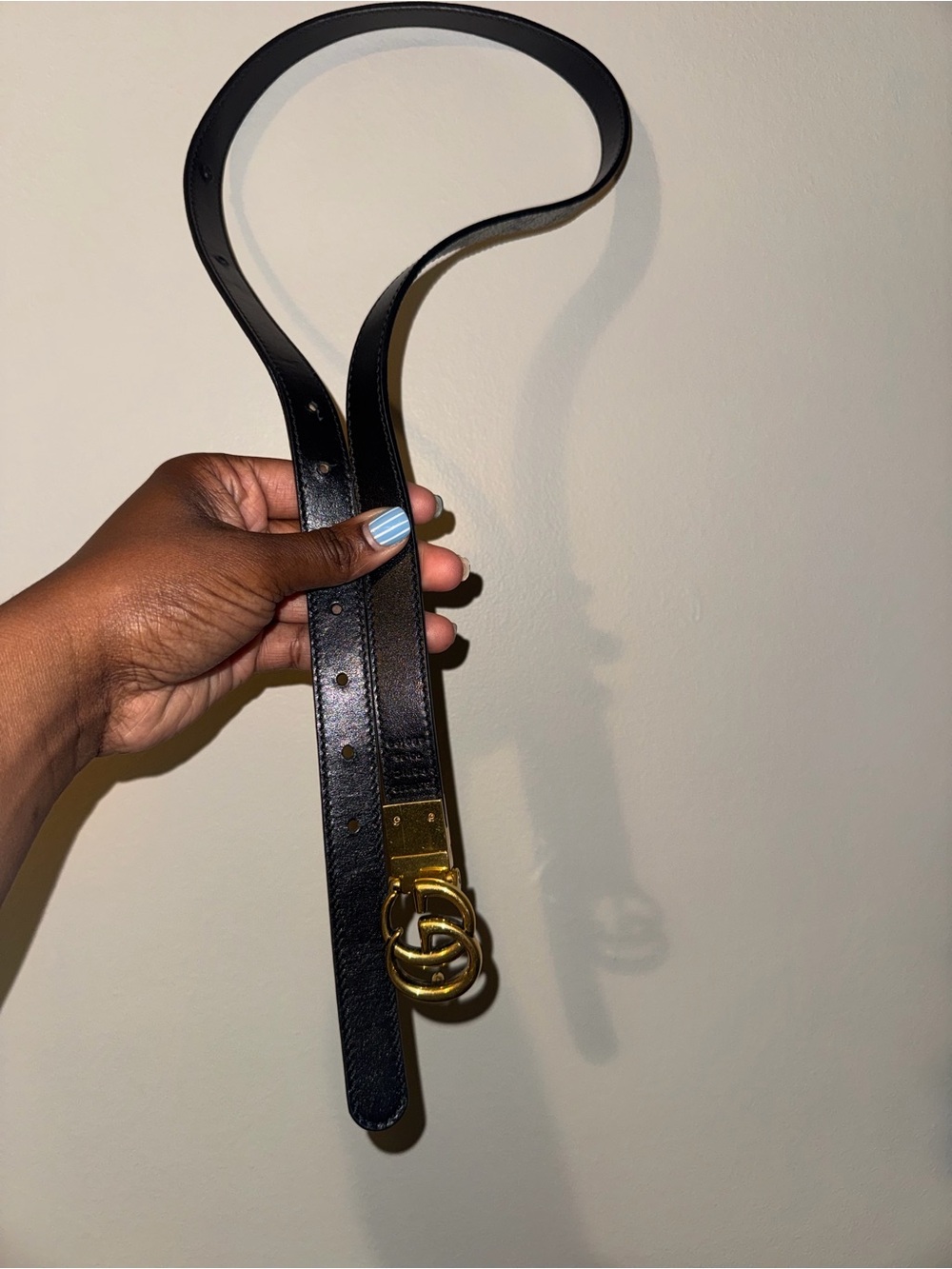 Gucci Black Leather Belt with Gold Double G Buckle